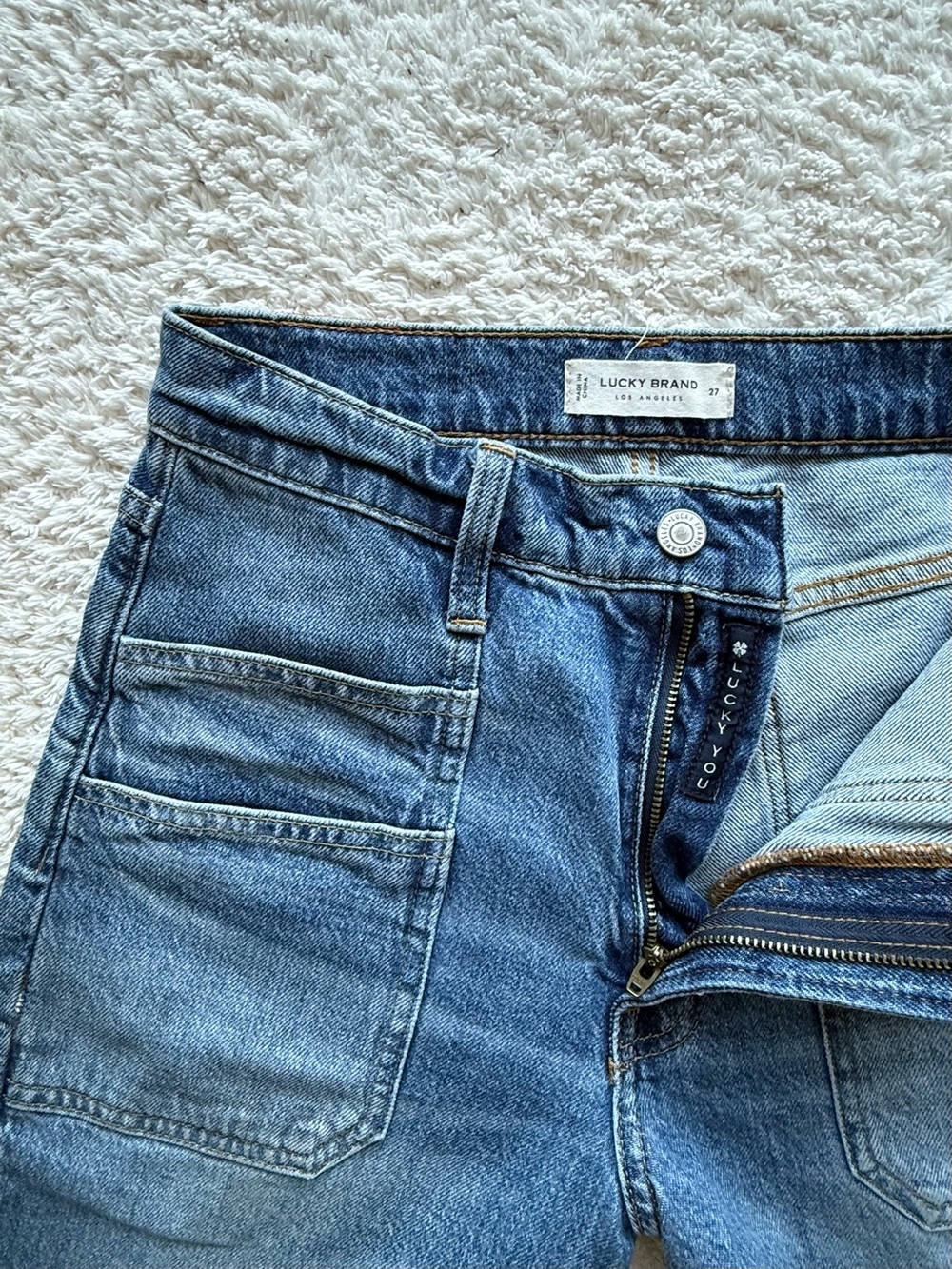 Lucky Brand High-Waist Straight-Leg Utility Denim Jeans